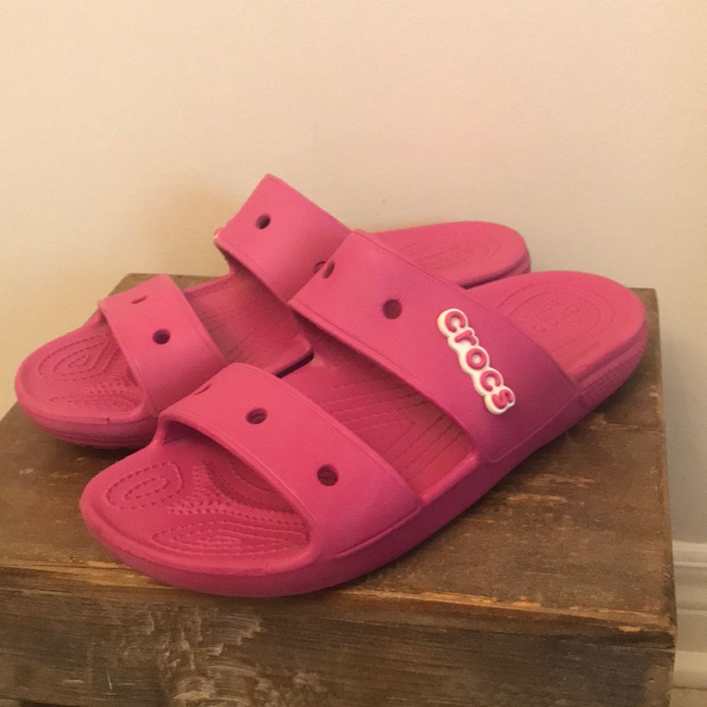 Crocs Pink Dual-Strap Slide Sandals